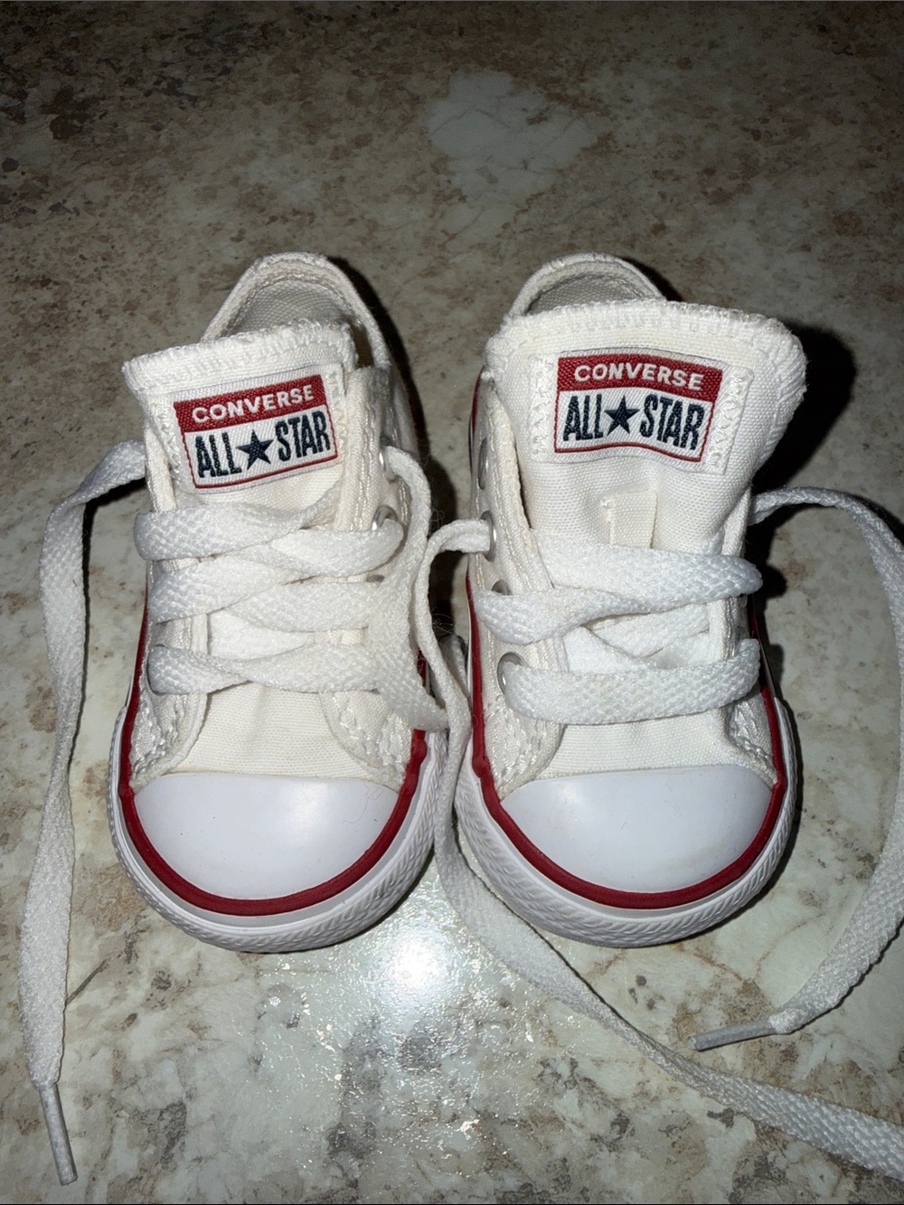 Converse Baby White Canvas Sneakers with Red Trim